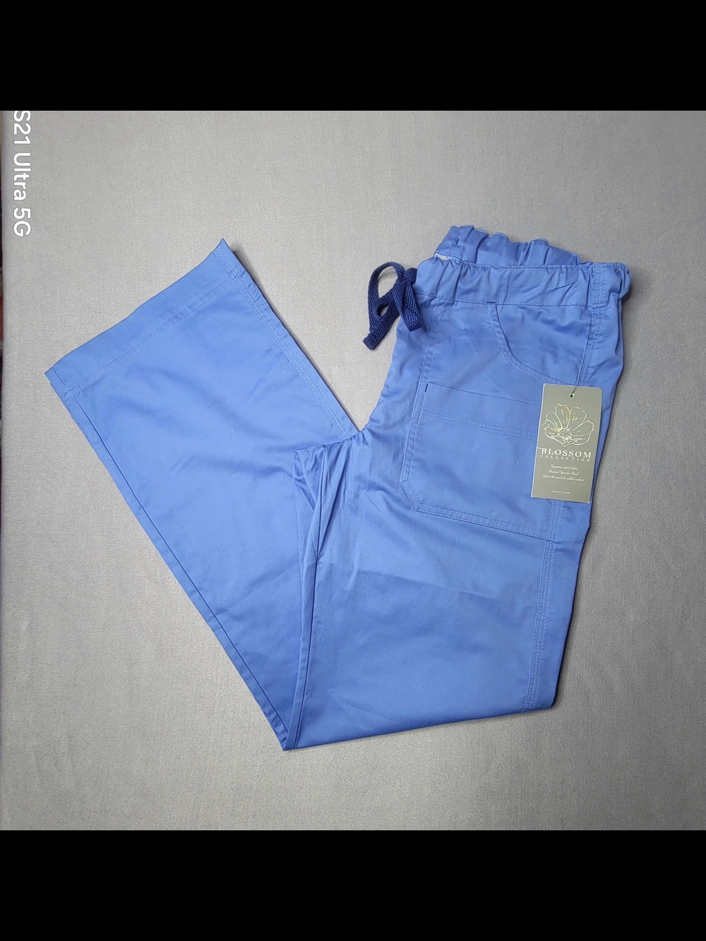 Maevn Blossom Womens Drawstring Scrub Pants in Periwinkle Blue Size XS